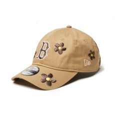 画像1: NEW ERA  9TWENTY MLB Flower Embroidery ボストン・レッドソックス カーキ (1)