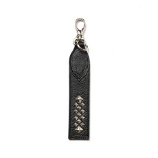 画像1: CALEE  STUDS LEATHER FLAT SHORT KEY RING (1)