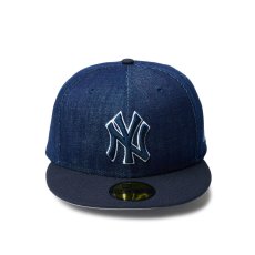 画像2: NEW ERA  59FIFTY MLB Denim 2-Tone ニューヨーク・ヤンキース インディゴデニム ネイビーバイザー (2)