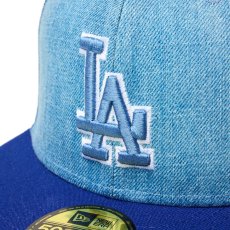 画像5: NEW ERA  59FIFTY MLB Denim 2-Tone ロサンゼルス・ドジャース ウォッシュドデニム ダークロイヤルバイザー (5)