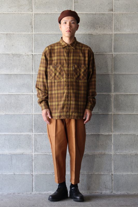 COOTIE Ombre Check Work Shirt (Mustard)-