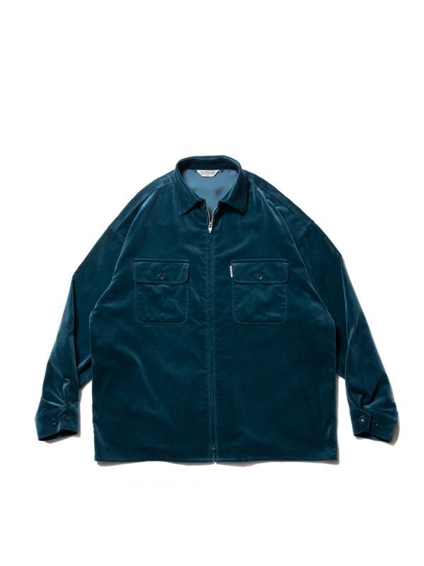 COOTIE Velour Zip Up Work Shirt (Turquoise) CTE-21A406 公式通販