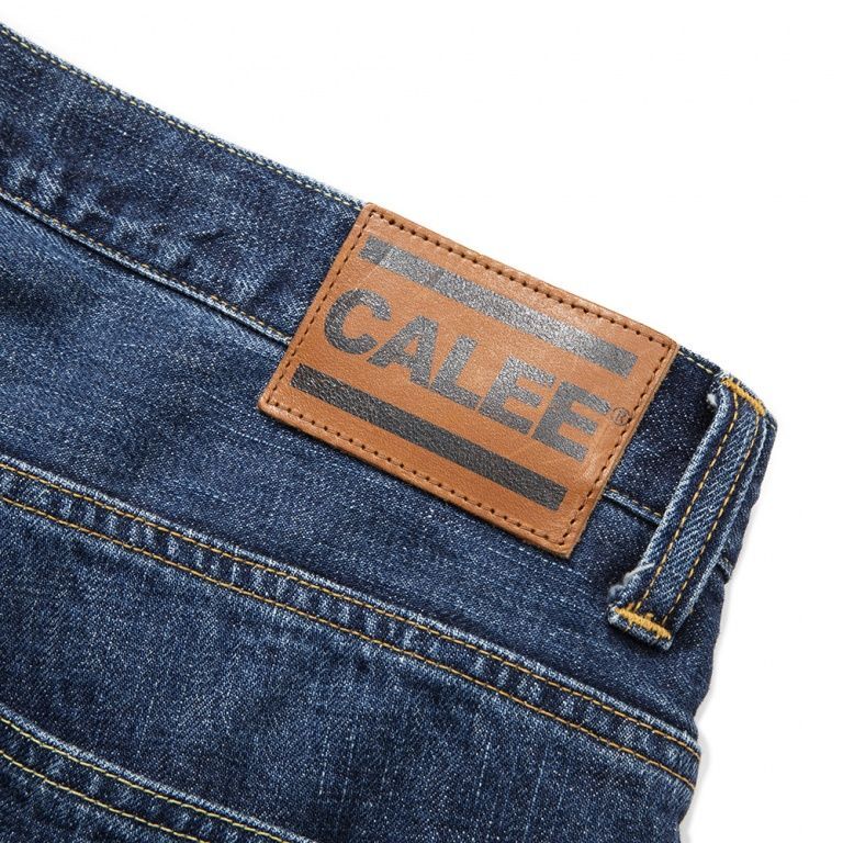 CALEE Vintage reproduct tapered used denim pants (Used Indigo Blue ...