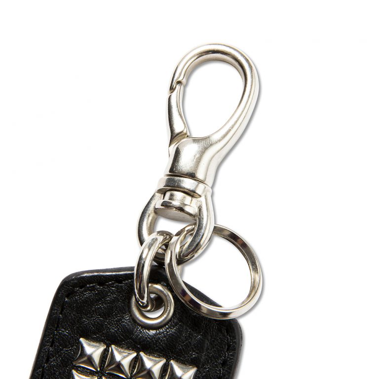CALEE Studs & Embossing assort leather key ring -A- (Black) CL