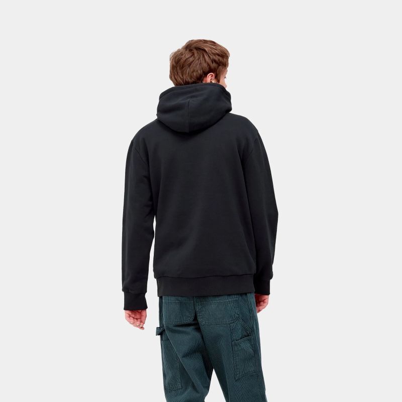 CARHARTT WIP HOODED SCRAWL SWEATSHIRT (Dark Navy / Bonsai) I030942