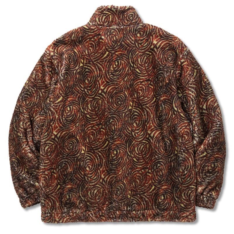 CALEE Allover spiral pattern fleece jacket (Beige.Burgundy) CL