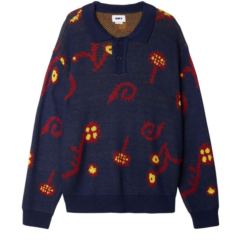 OBEY WASHER SWEATER (NAVY MULTI) 151000064 公式通販