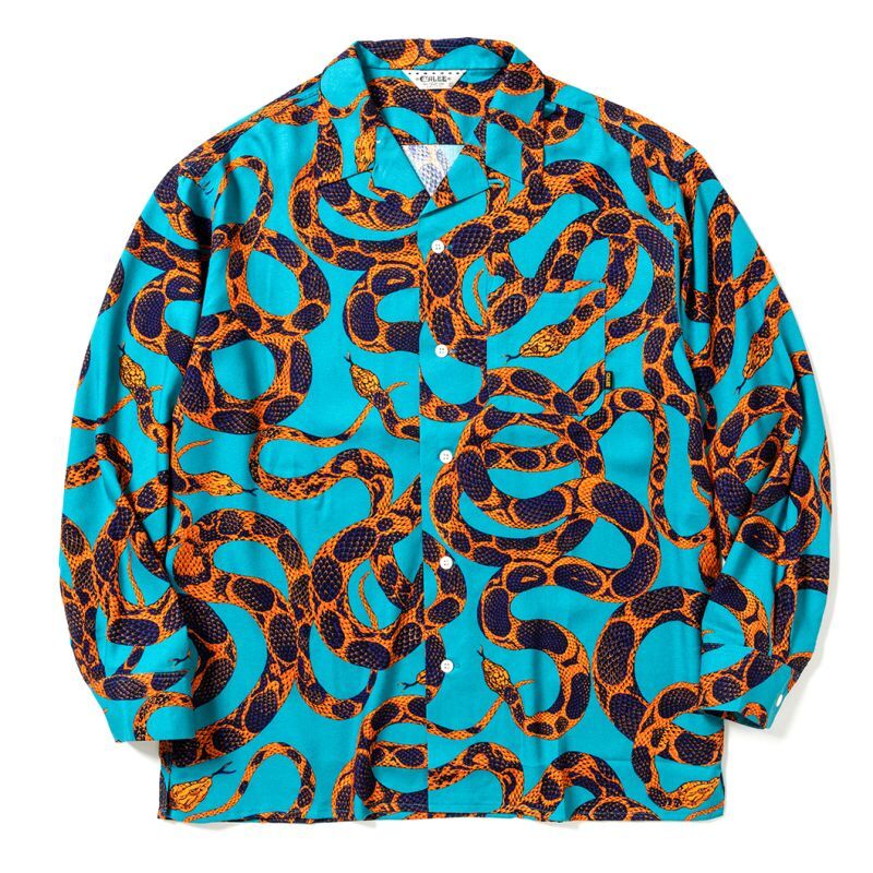 CALEE Allover snake pattern R/P shirt -Limited- (Blue) CL-SNAKE001 