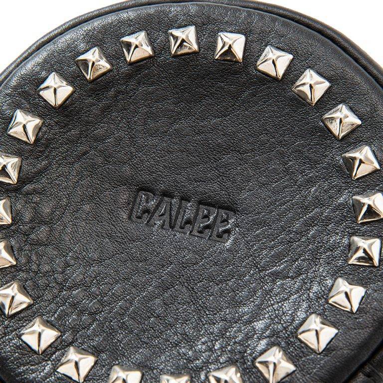 CALEE Studs leather round type multi pouch (Black) CL-23SS003L&A-L