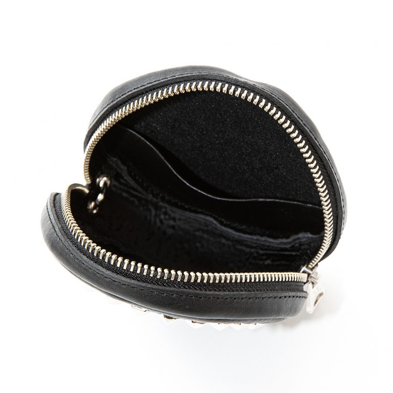 CALEE Studs leather round type multi pouch (Black) CL-23SS003L&A-L