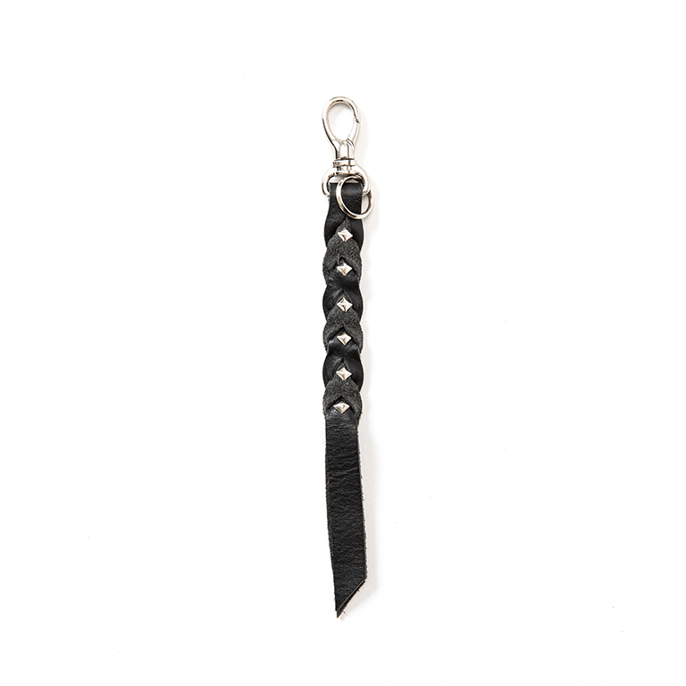 CALEE Studs & Embossing assort leather key ring -Type C- (Black