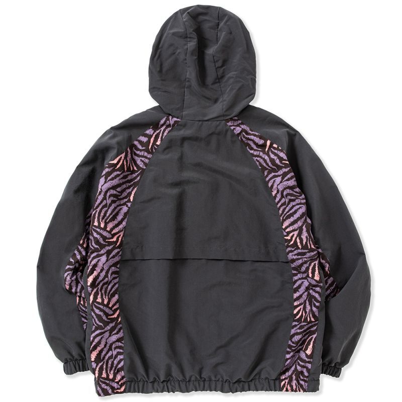 CALEE Animal type pattern panel zip hoodie (Black.Purple) CL