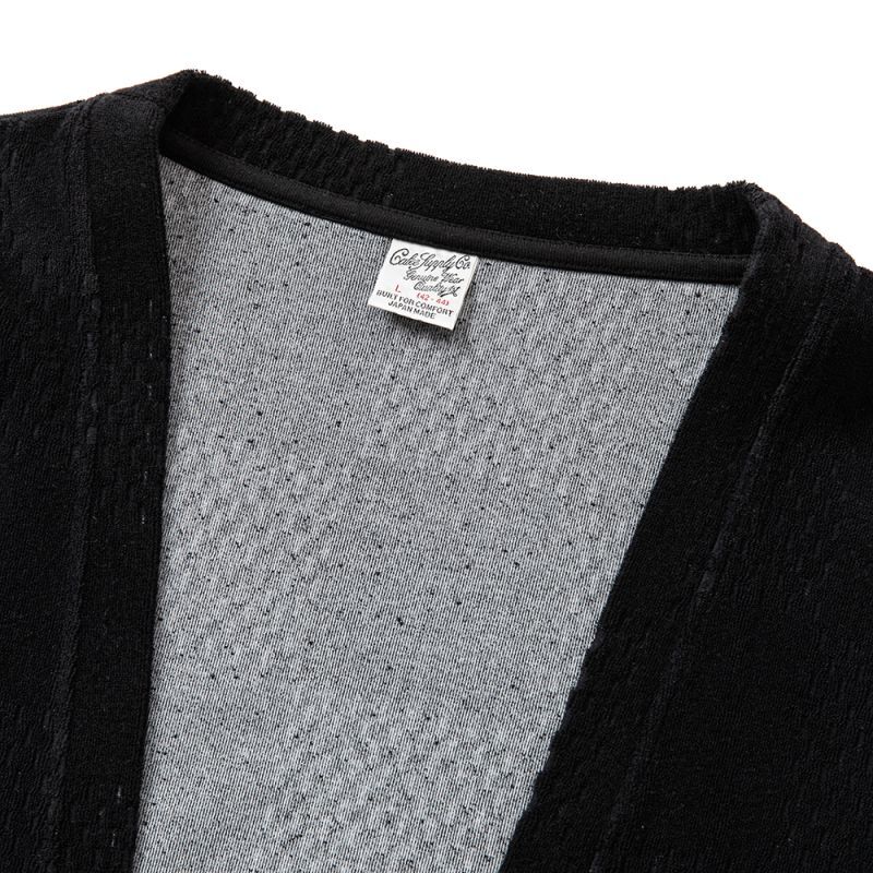 CALEE CALEE Checker pile jacquard shirt cardigan (Black) CL