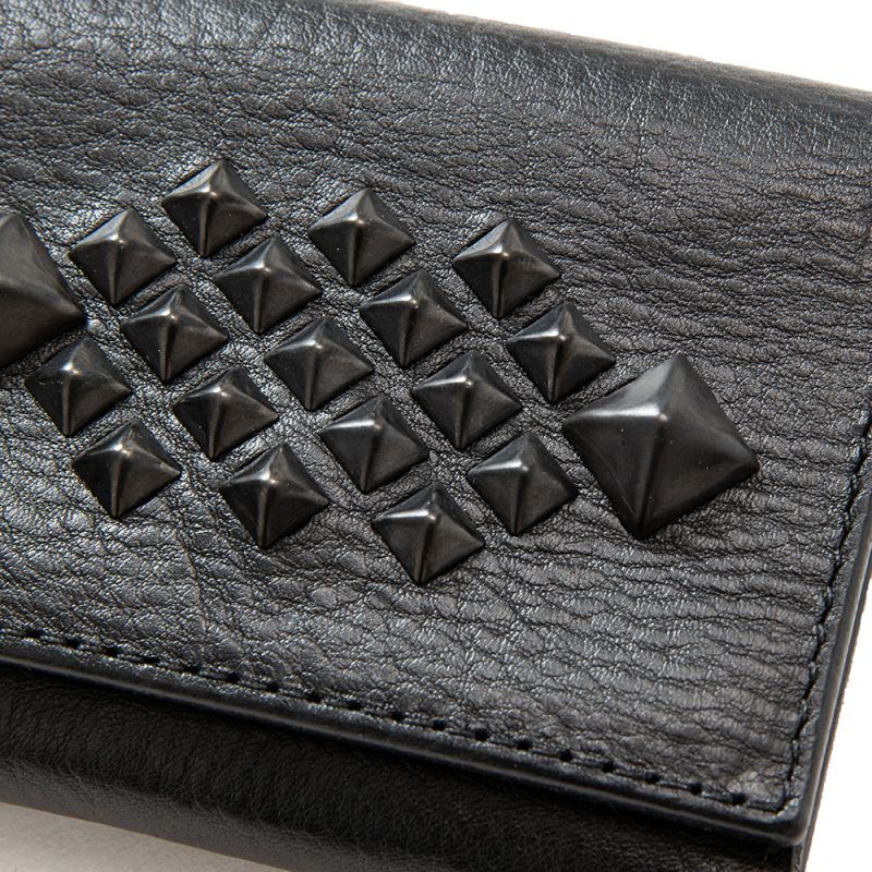 CALEE Black studs leather multi wallet (Black) CL-23SS022L&A-L
