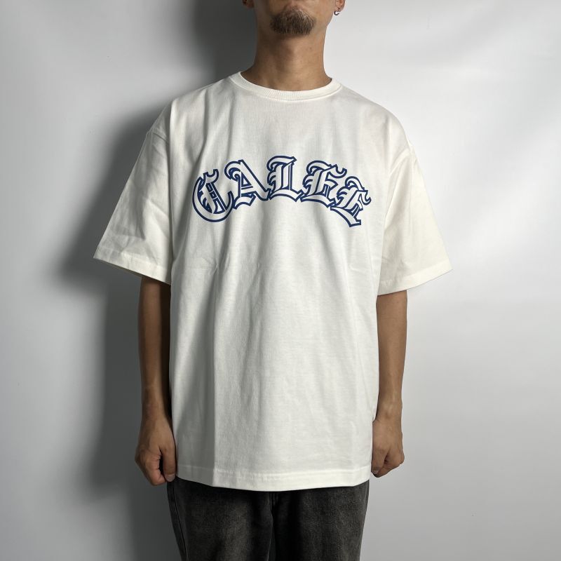 CALEE Drop shoulder CALEE arch logo t-shirt (White) CL-23SS069