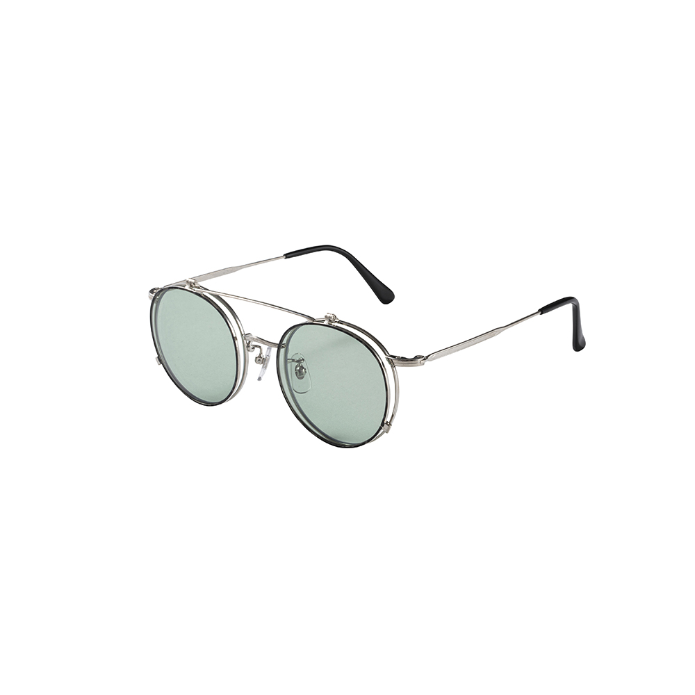 CALEE Flip up type circle metal glasses -Limited- (Sliver.Green