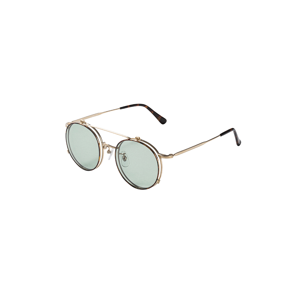 CALEE Flip up type circle metal glasses -Limited- (Gold.Green) CL