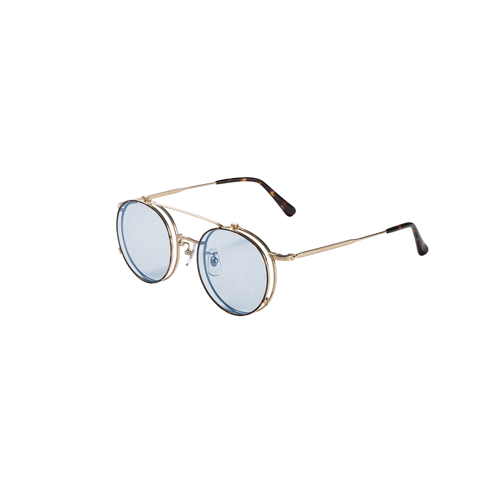 CALEE Flip up type circle metal glasses -Limited- (Gold.Blue) CL