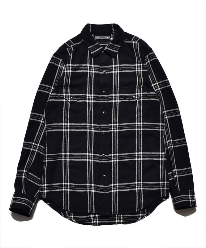 MINEDENIM R. Wool Flannel Check Western SH Western SH (BLK) 2308 