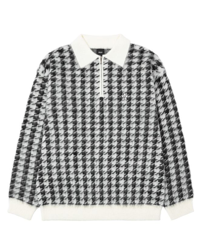 HUF ONE STAR HOUNDSTOOTH POLO SWEATER (BLACK) KN80100FA23 公式通販