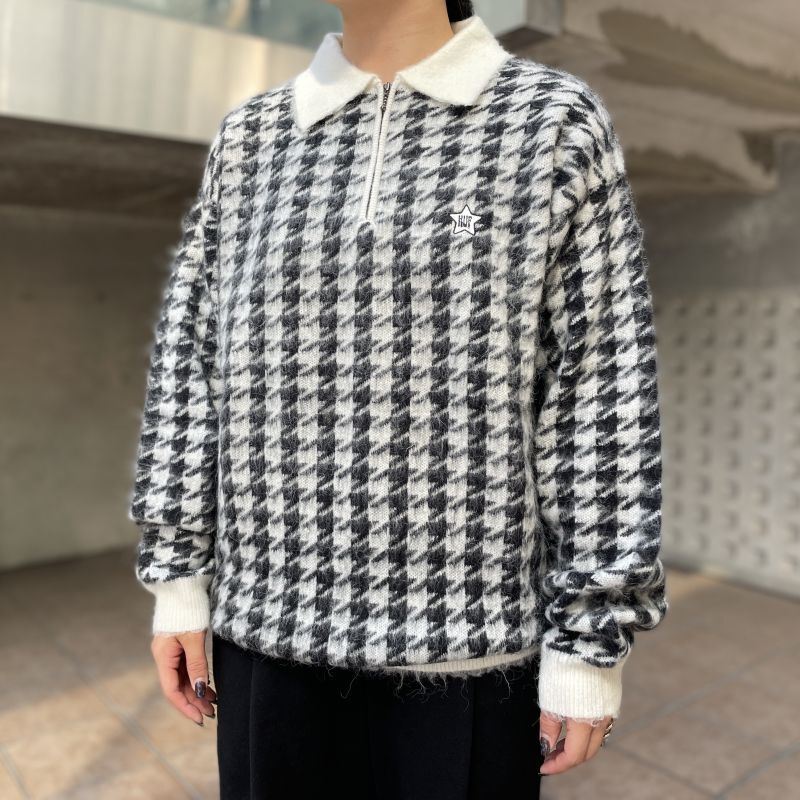 HUF ONE STAR HOUNDSTOOTH POLO SWEATER (BLACK) KN80100FA23 公式通販